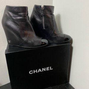 Chanel Captoe CC Wedge Bootie